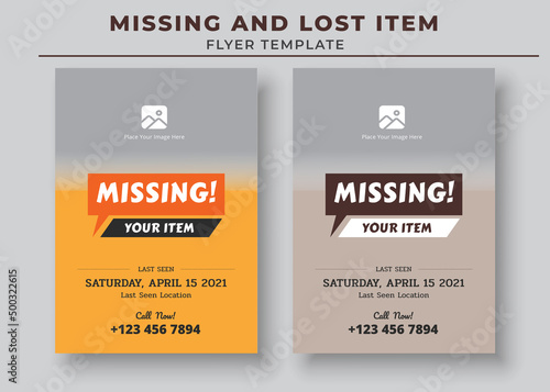 Missing and Lost Item flyer Template, Missing poster, Lost pet flyer template