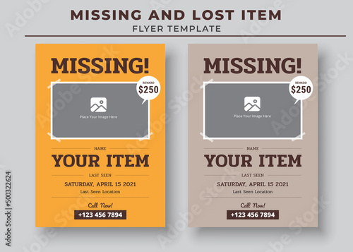 Missing and Lost Item flyer Template, Missing poster, Lost pet flyer template