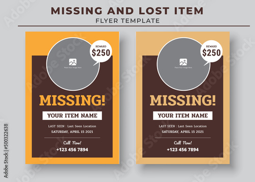 Missing and Lost Item flyer Template, Missing poster, Lost pet flyer template