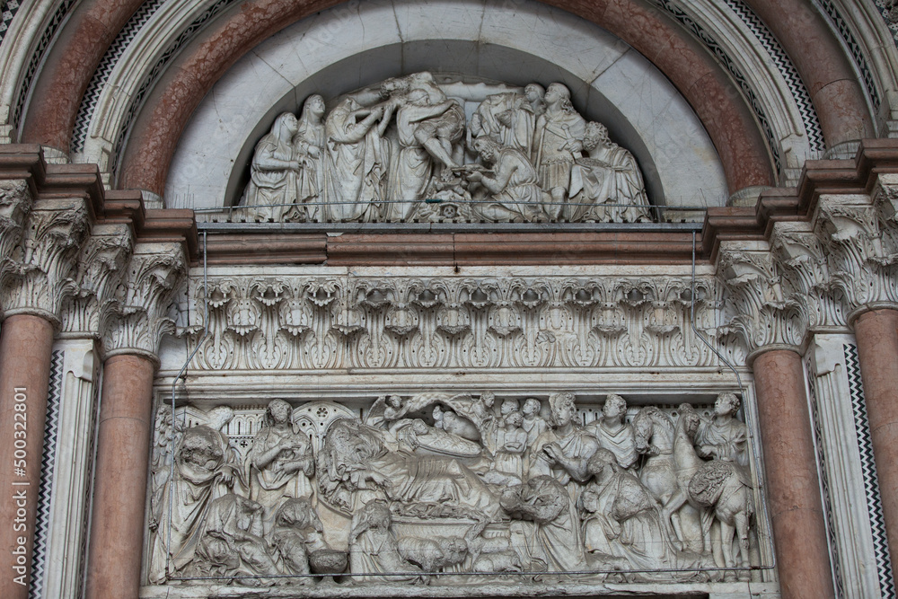  Lucca - detail from St Martin's Cathedral facade, Tuscany