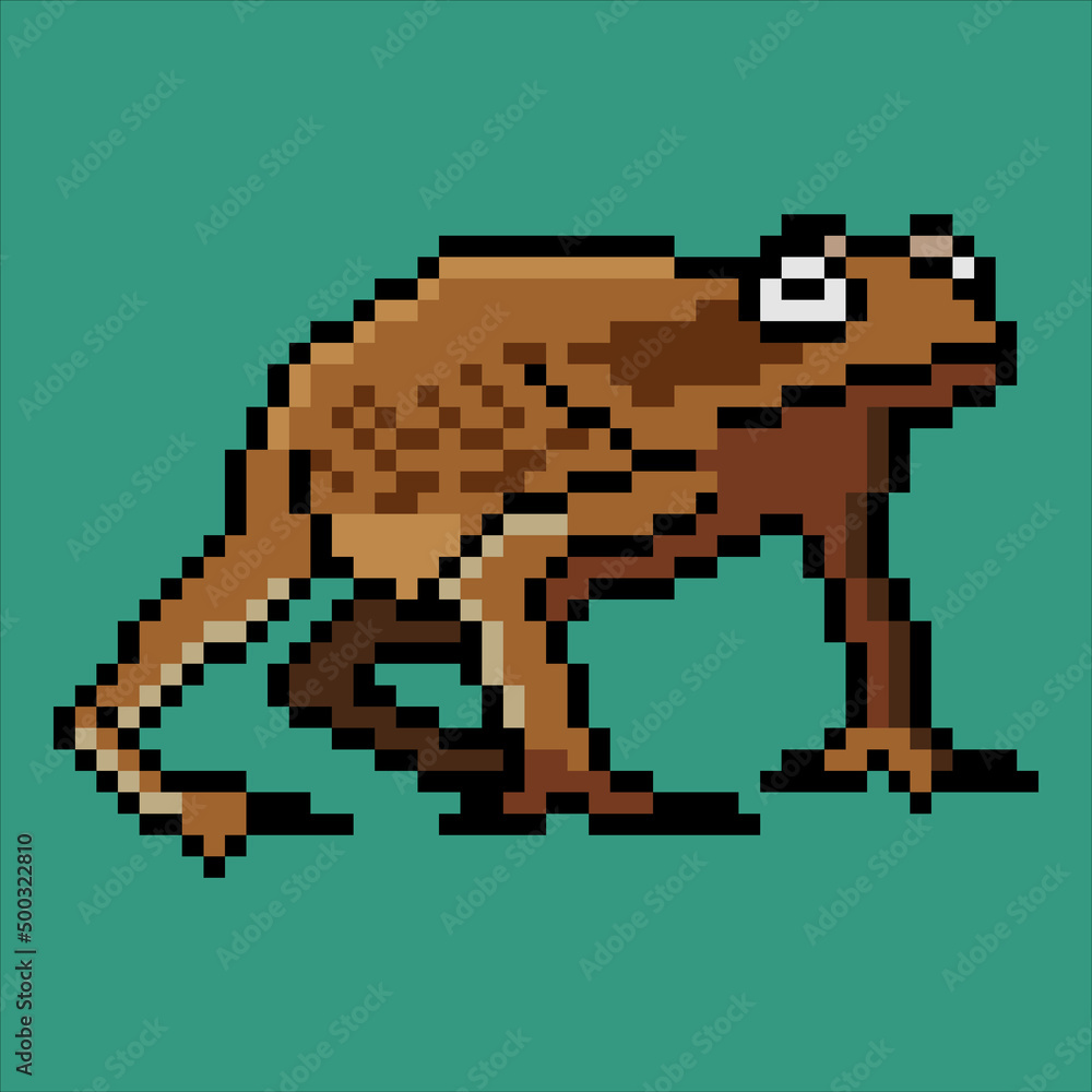 Frog with pixel art. Vector illustration.