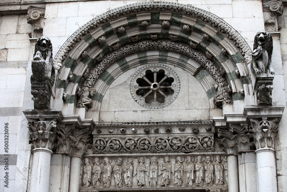 Obraz premium Lucca - The Church of Santa Reparata with its adjacent baptistery was built in the 4th century as the cathedral for the city of Lucca