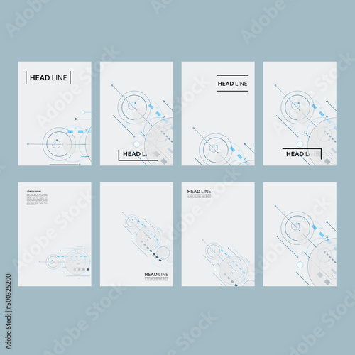 Abstract background with connection shapes. Circles and lines and dots design. Modern dynamic structure. Technology scheme tech illustration