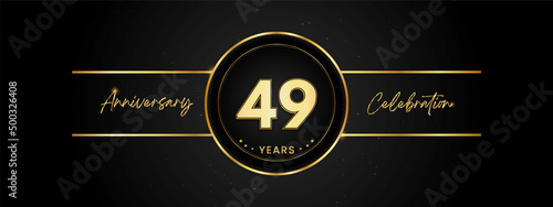 49 years anniversary golden color with circle ring isolated on black background for anniversary celebration event  birthday party  brochure  web  greeting card. 49 Year Anniversary Template Design