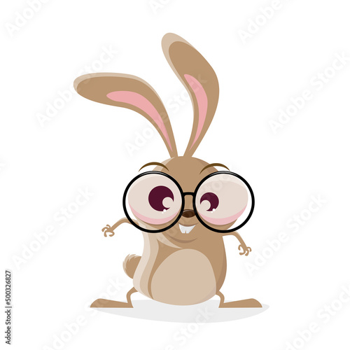 funny illustration of a cartoon rabbit with glasses