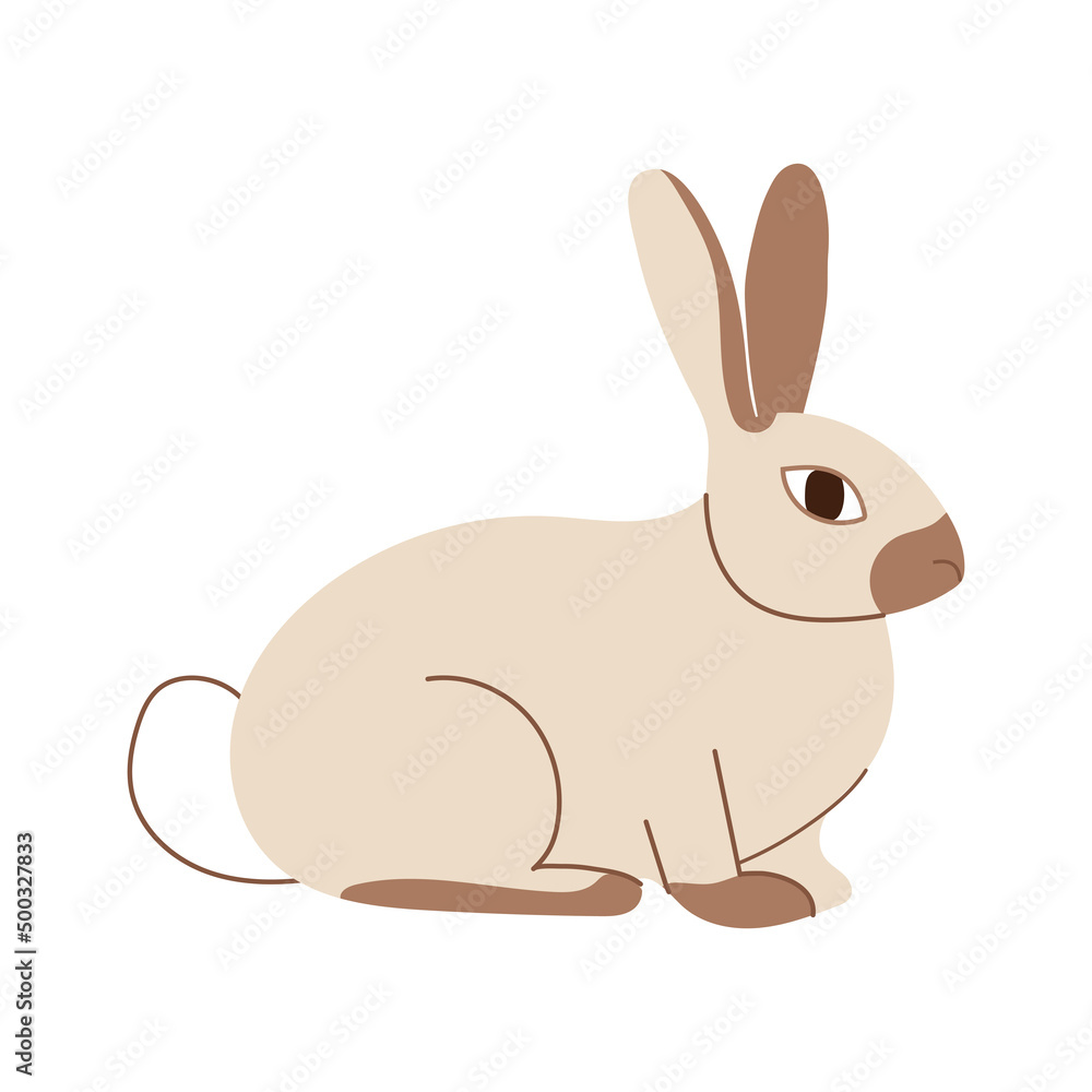 Obraz premium Rabbit cute animal character. Isolated on white background. Vector minimal illustration