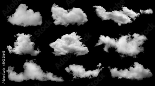 Photo White clouds on black, fluffy cloud isolated
