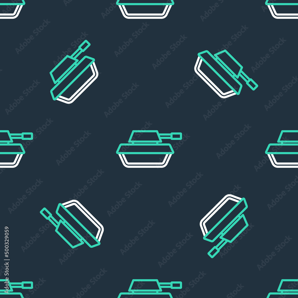 Line Military tank icon isolated seamless pattern on black background. Vector Line Military tank icon isolated seamless pattern on black background. Vector