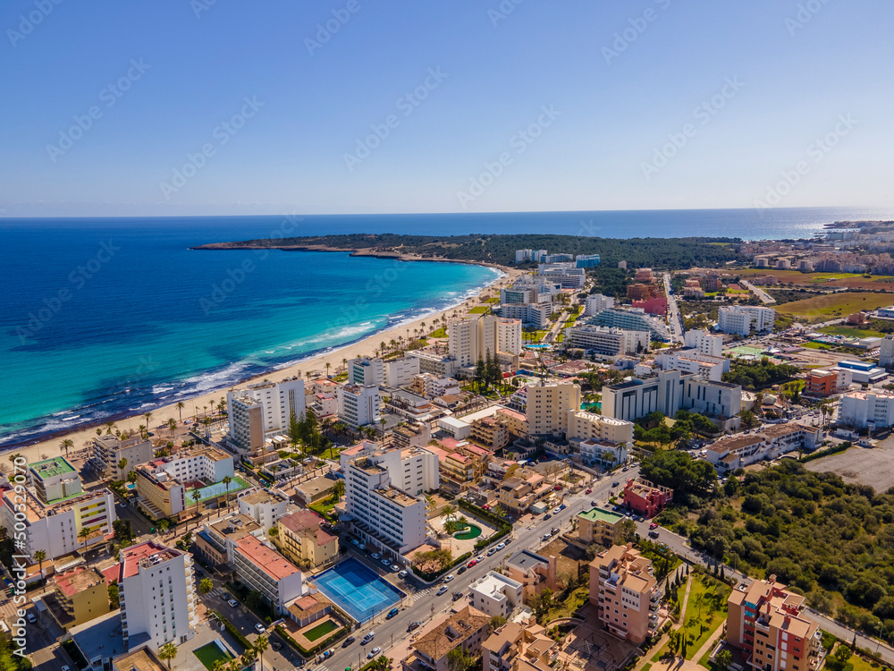 Cala Millor Beach & Hotels on a Sunny Day.
Mallorca from Drone