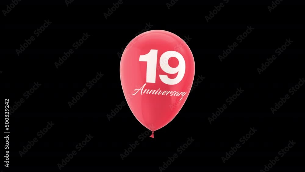 Anniversary Celebration Helium Balloon with Number 19. Loop Animation with Alpha Channel Prores 4444. Anniversary Celebration Helium Balloon with Number 19. Loop Animation with Alpha Channel Prores 4444.