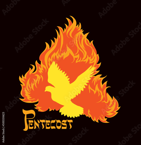 Pentecost sunday. Baptism with the Holy Spirit. Vector drawing icon