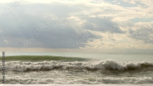 The Atlantic coast on the Canary Island Tenerife in the evening hours in slow motion
The fantastic coastal landscape and the sea on Tenerife. Soft light, little swell, muted atmasphere and romance.
