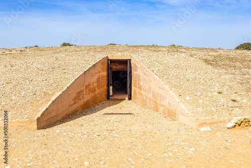 Fotografía Entrance to the Burial mound of the megalithic monument of El dolmen de Soto, in