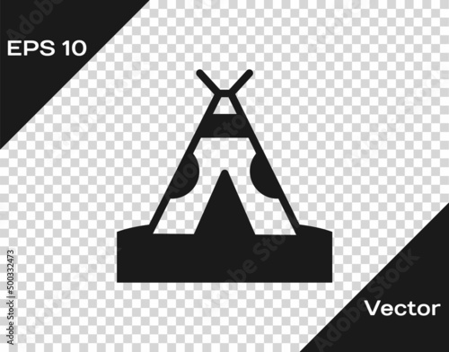 Black Traditional indian teepee or wigwam icon isolated on transparent background. Indian tent. Vector
