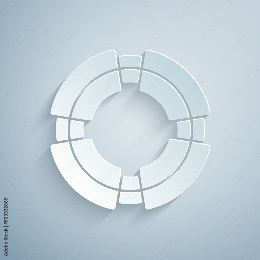 Paper cut Business lifebuoy icon isolated on grey background. Rescue, crisis, support, team, partnership, bankruptcy, business concept. Paper art style. Vector Paper cut Business lifebuoy icon isolated on grey background. Rescue, crisis, support, team, partnership, bankruptcy, business concept. Paper art style. Vector