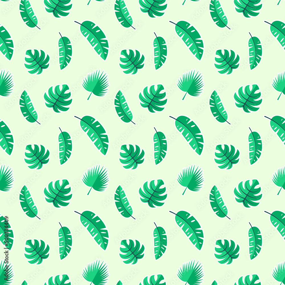 Colorful summer seamless pattern with Tropical seamless pattern with exotic palm leaves. Summer seamless vector illustration. Colorful summer seamless pattern with Tropical seamless pattern with exotic palm leaves. Summer seamless vector illustration.