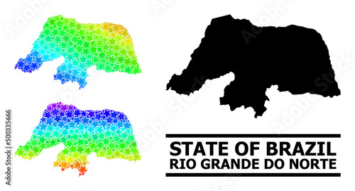 Spectral gradiented stars collage map of Rio Grande do Norte State. Vector colorful map of Rio Grande do Norte State with spectral gradients. photo