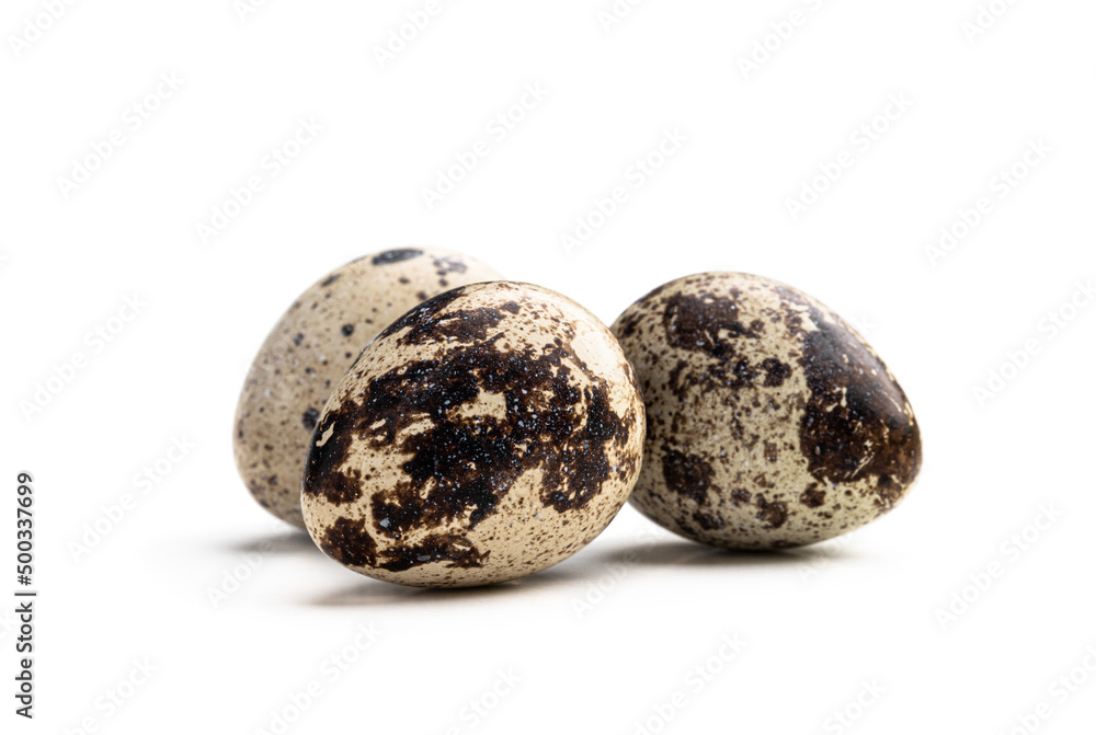 Obraz premium Quail eggs isolated on a white background