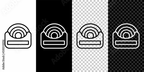 Set line Dental floss icon isolated on black and white background. Vector