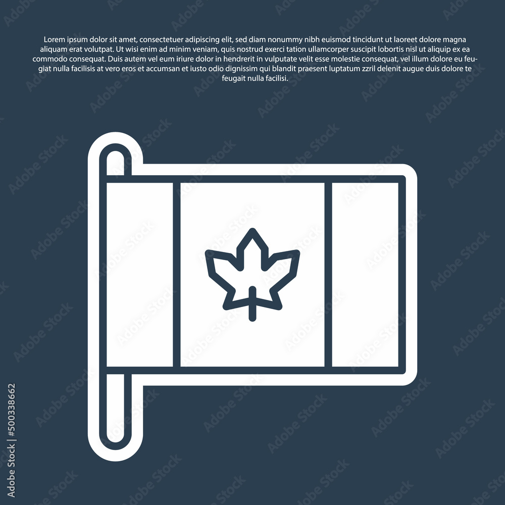 Blue line Flag of Canada icon isolated on blue background. North America country flag on flagpole. Vector Blue line Flag of Canada icon isolated on blue background. North America country flag on flagpole. Vector