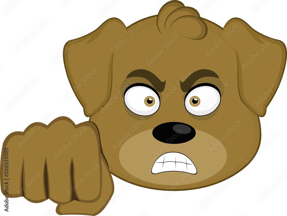 mean dog face cartoon