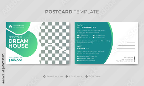 Professional company real estate postcard template or social media design eddm