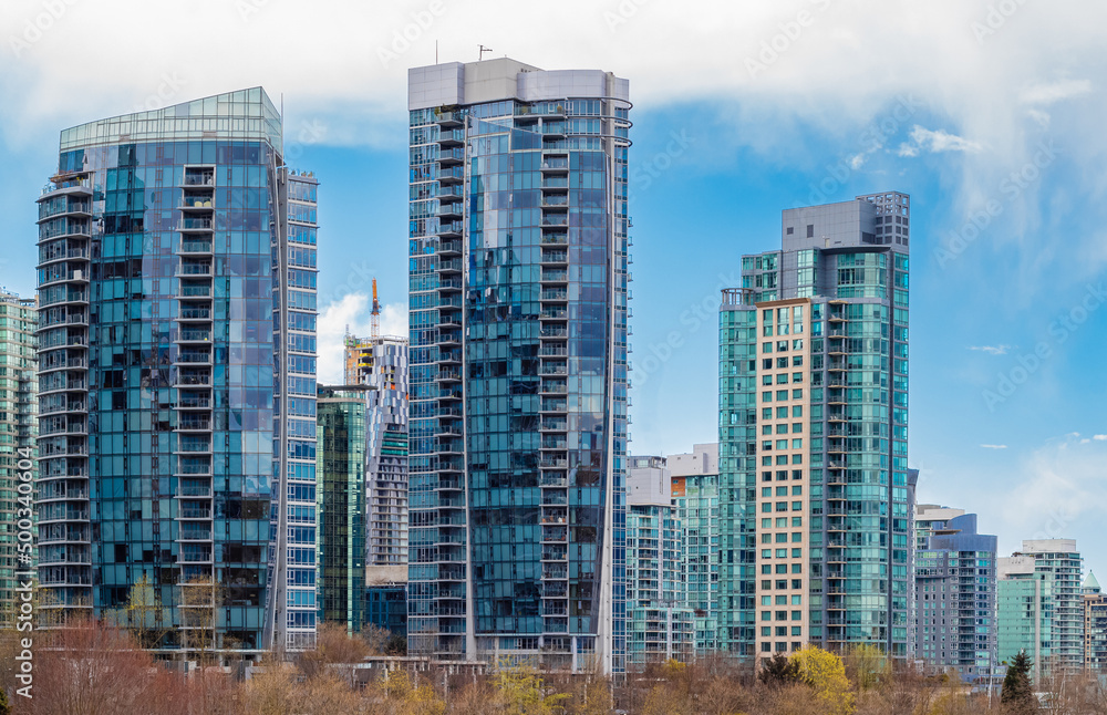 View of downtown Vancouver modern architecture. Cityscape background. Vancouver Skyline Canada downtown west end City