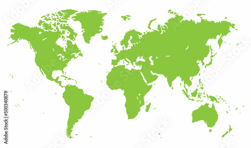 green plane map of the world on white background