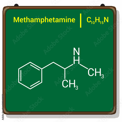 chemical structure of methamphetamine (C10H15N)