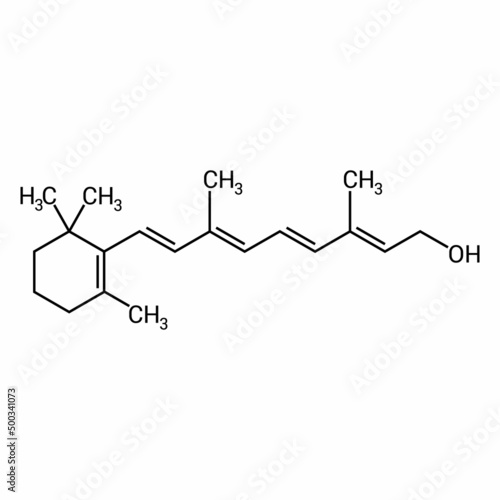 chemical structure of vitamin a1 or retinol (C20H30O)