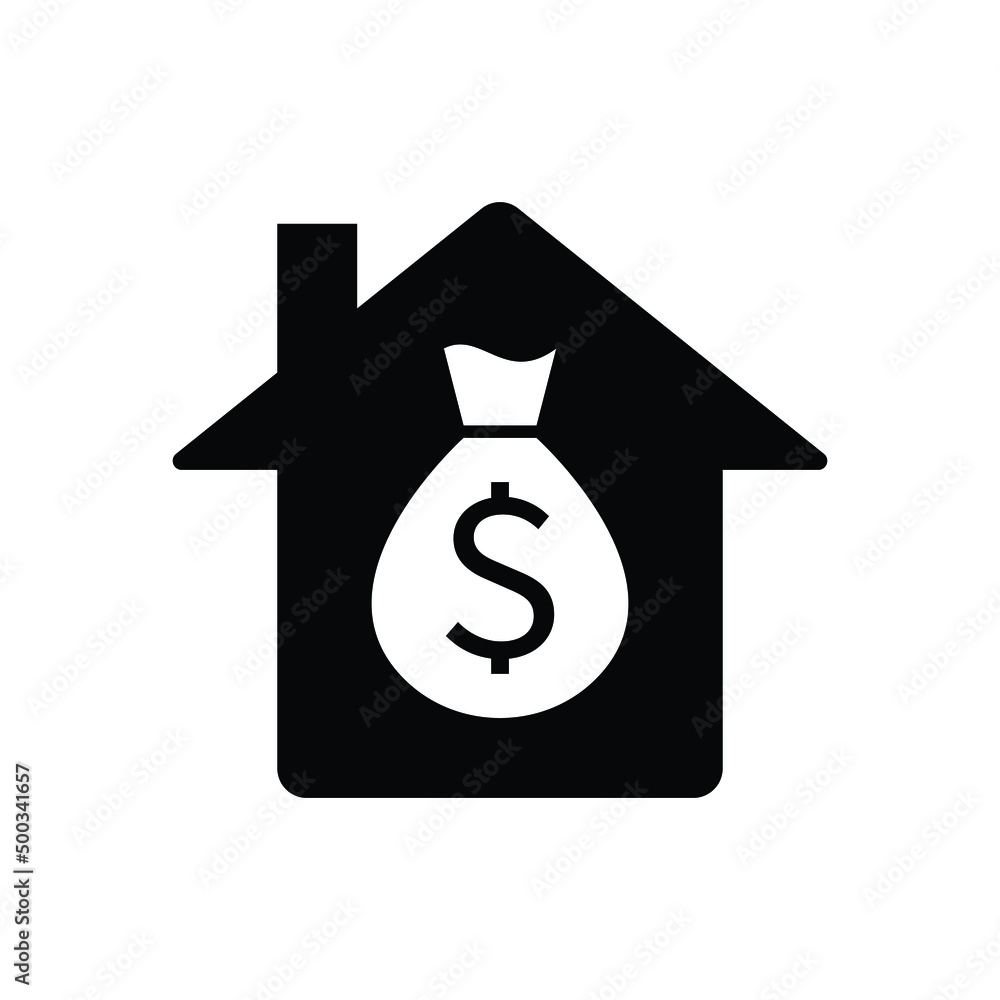Dollar sign with house icon design isolated on white background Dollar sign with house icon design isolated on white background