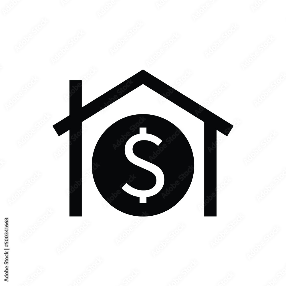 Dollar sign with house icon design isolated on white background Dollar sign with house icon design isolated on white background