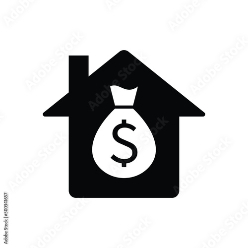 Dollar sign with house icon design isolated on white background