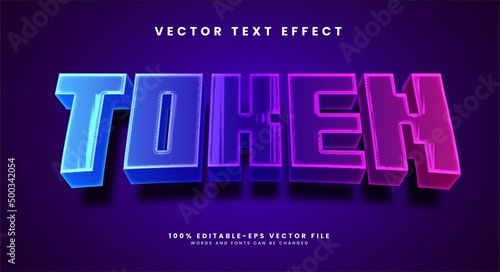Token 3d editable text effect suitable fot digital cryptocurrency theme.