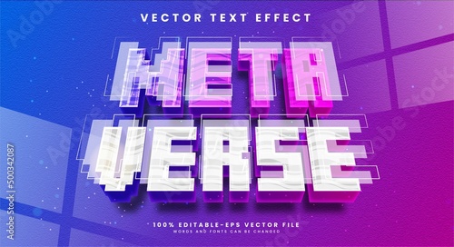 Metaverse 3d editable text effect suitable fot digital cryptocurrency theme. photo