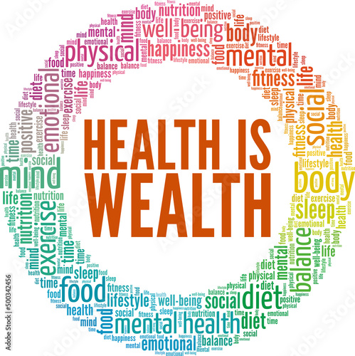 Health is Wealth conceptual vector illustration word cloud isolated on white background.