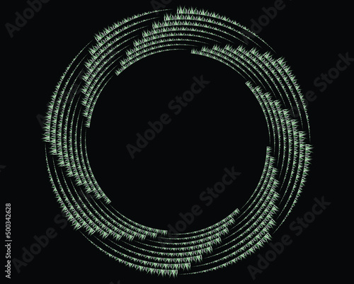  White halftone dots in vortex form. Geometric art. Trendy design element.Circular and radial lines volute, helix.Segmented circle with rotation.Radiating arc lines.Cochlear