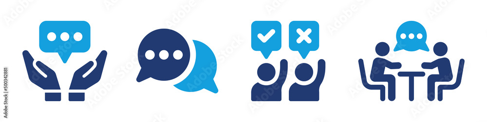 Opinion vector. Communication icon set. Vector illustration Opinion vector. Communication icon set. Vector illustration