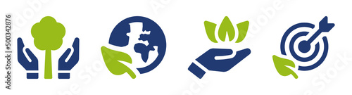 Ecology banner. Conservation icon set isolated on white background.