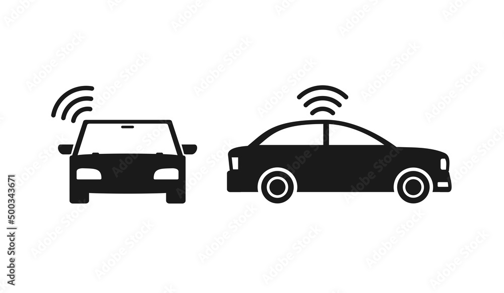 Smart car signal icon. Car autonomous. Vector illustration