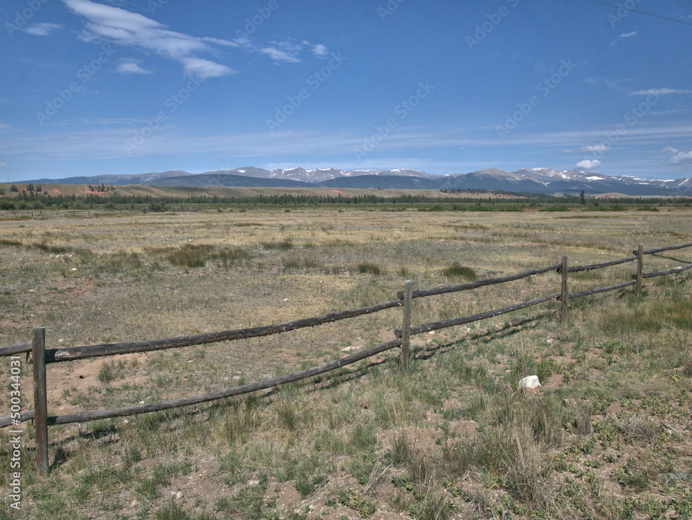 View of the Rocky Mountains from a remote ranch