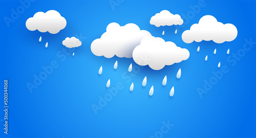 Heavy rain in dark sky, rainy season, clouds and storm, weather nature background, Flood natural disaster, vector illustration.
