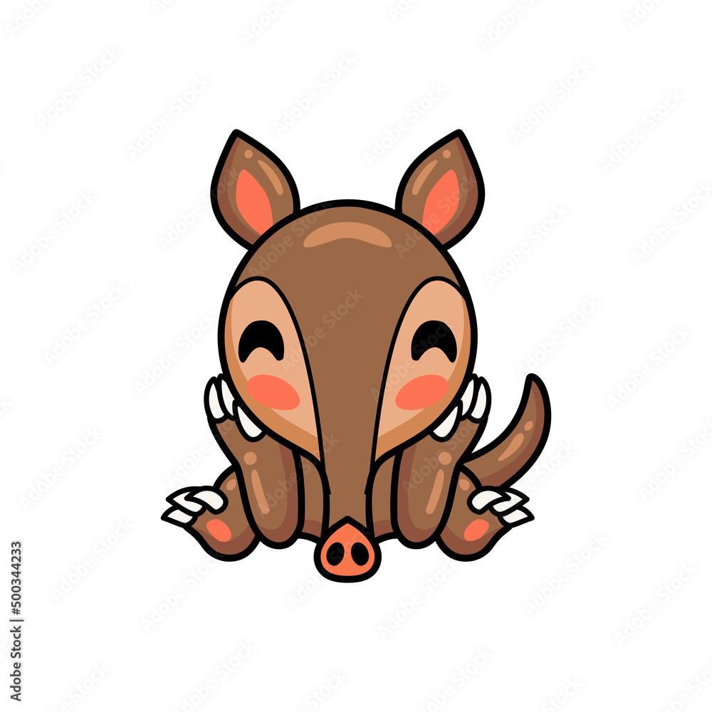 Cute little aardvark cartoon sitting Cute little aardvark cartoon sitting