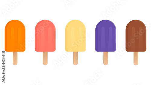 cool ice popsicles object set vector illustration, colorful fruity ice popsicles object set vector illustration on white background.