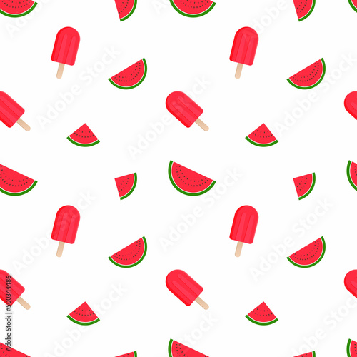 watermelon and popsicle seamless repeat pattern, summer time seamless repeat pattern for packaging, backgrounds, textile.