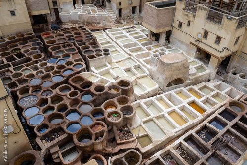 A leather tannery in Fes, Morocco