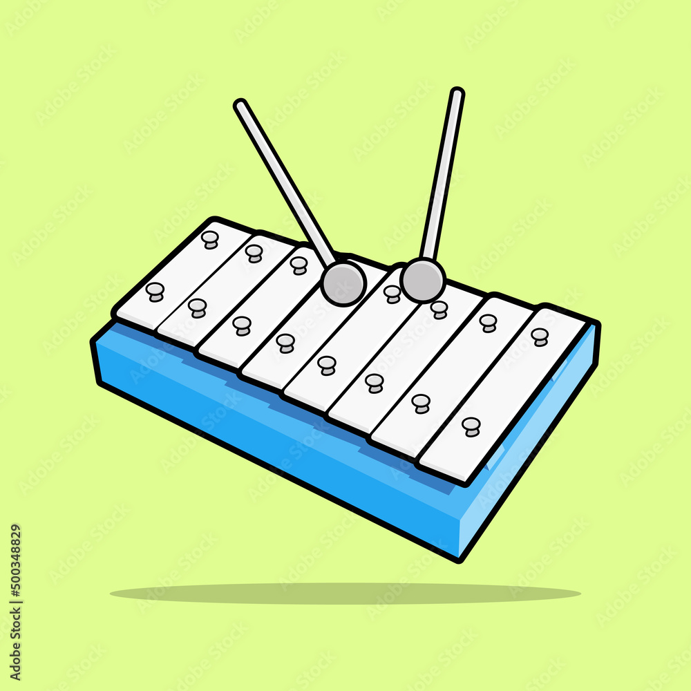 Cute Xylophone Metallophone Cartoon Vector Illustration. Music
