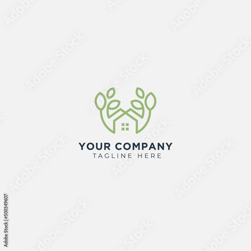 Home nature minimalist logo leaf