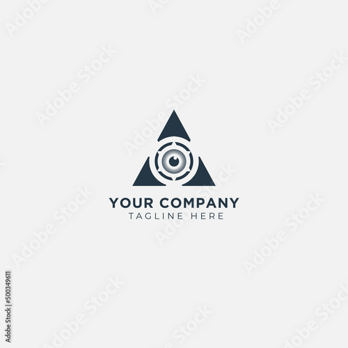 black pyramid triangle eye logo design