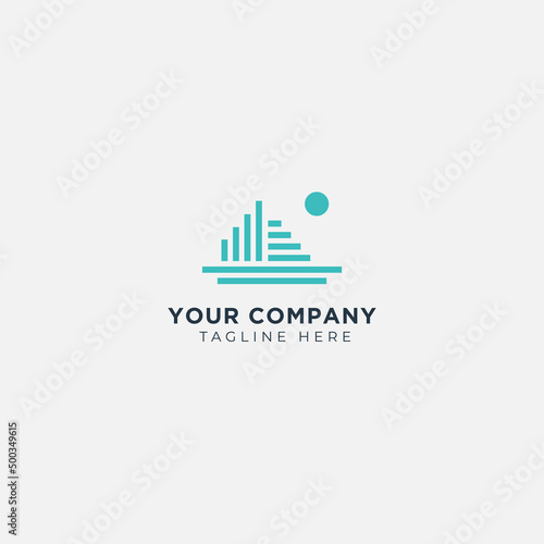 simple ship and sun logo modern